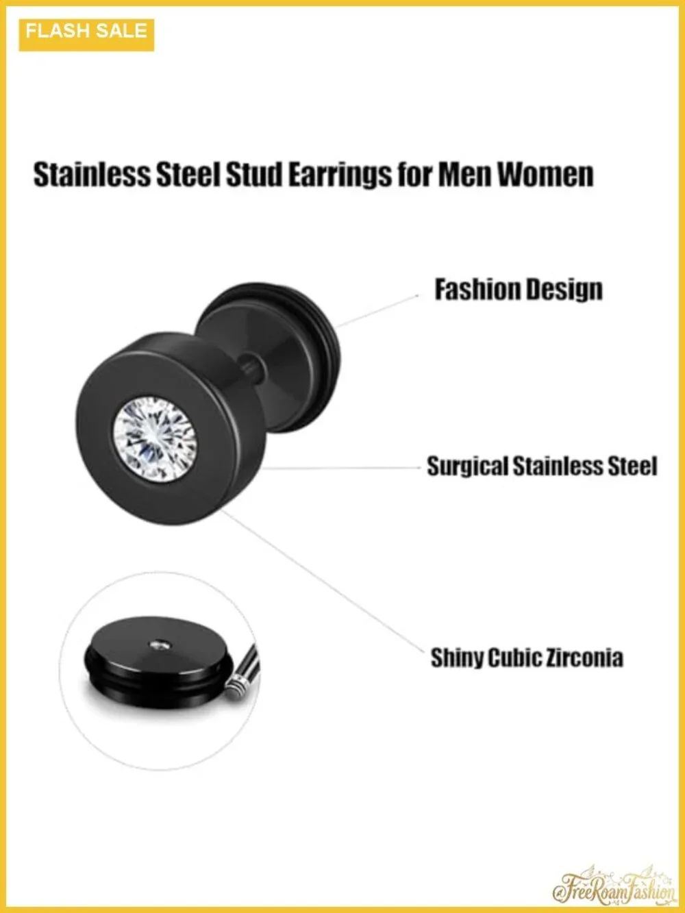 15 Pair Stainless Steel Earring Set for Women Men Hypoallergenic CZ Studs Hoops
